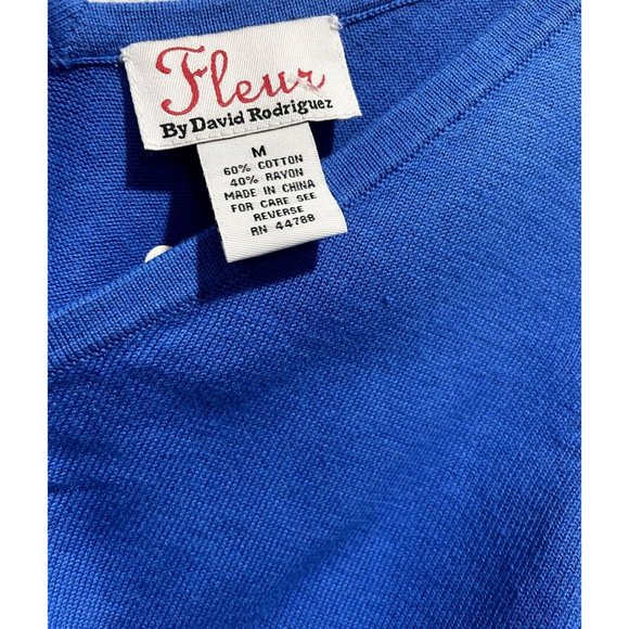 Fleur By David Rodriguez Blue Cotton Tank Top M NWT - Picture 2 of 3